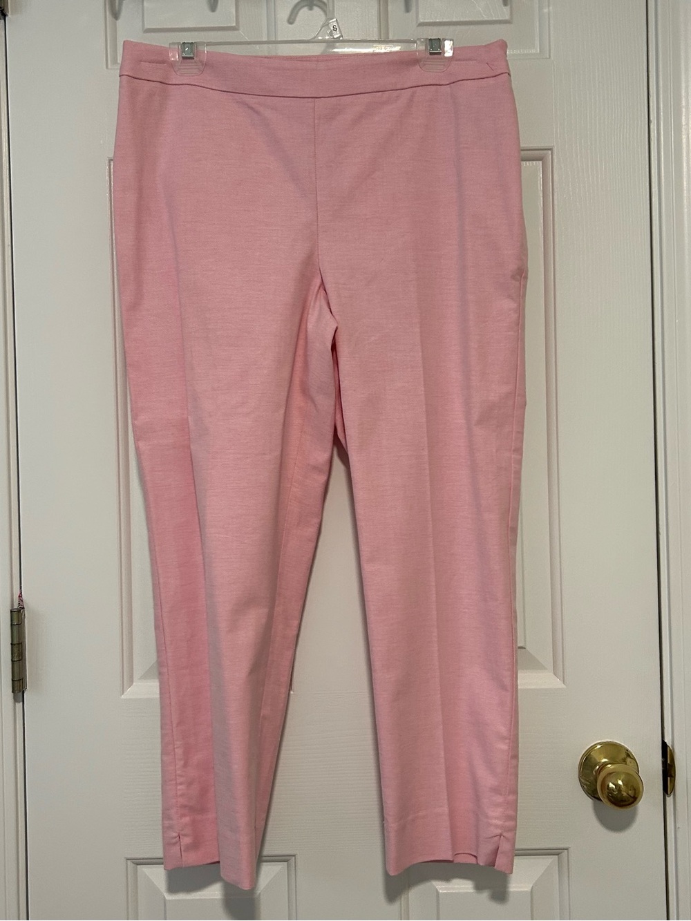 Talbots Chatham Crop Pants Size 6 Pink Oxford Slim Leg Stretch Ankle Career